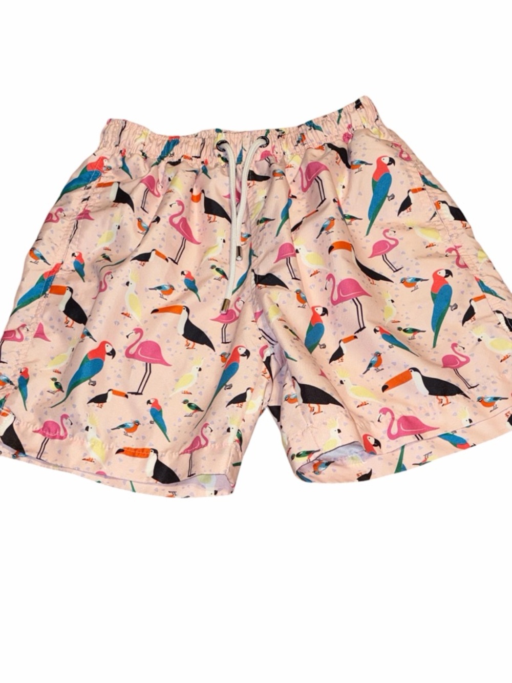 Franks Australia Men's Light Pink Tropical Bird Swim Shorts with Drawstring
